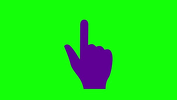 フォーフィンガーと手のアニメーションヴァイオレットシンボル 指の指のポイント ループされたビデオ 緑の背景に隔離されたベクトル平らなイラスト — ストック動画