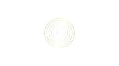 Animated increasing golden line circles from the center. Vector illustration isolated on white background.