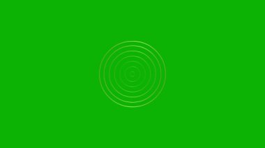 Animated increasing gold line circles from the center. Vector illustration isolated on green background.