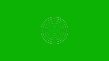 Animated increasing silver line circles from the center. Vector illustration isolated on green background.