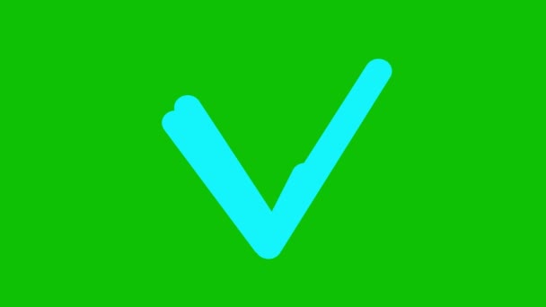 Ícone Azul Animado Marca Seleção Desenhada Com Marcador Símbolo Desenhado — Vídeo de Stock