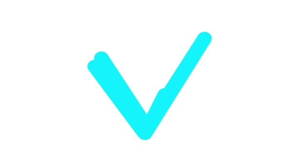 Icono Azul Animado Marca Verificación Dibujado Con Marcador Aparece Símbolo — Vídeos de Stock