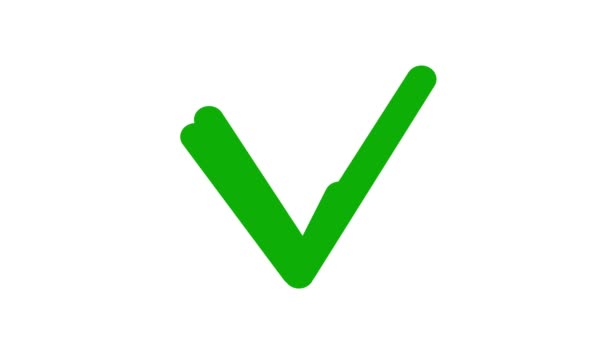 Icono Verde Animado Marca Verificación Dibujada Con Marcador Aparece Símbolo — Vídeos de Stock
