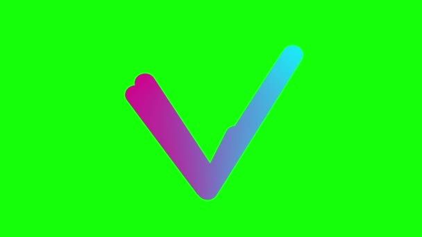 Ícone Rosa Azul Animado Marca Seleção Desenhada Com Marcador Símbolo — Vídeo de Stock