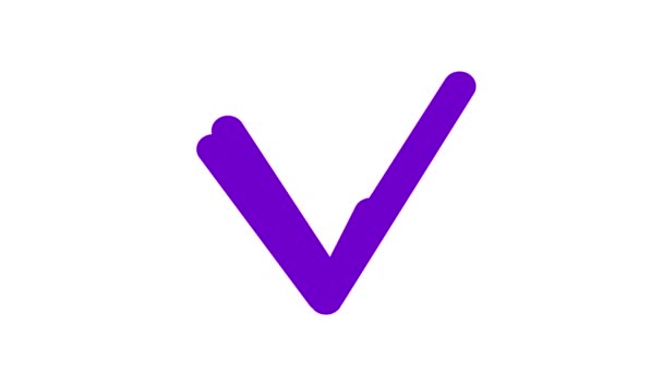 Geanimeerde Violette Pictogram Van Het Vinkje Getekend Met Marker Met — Stockvideo