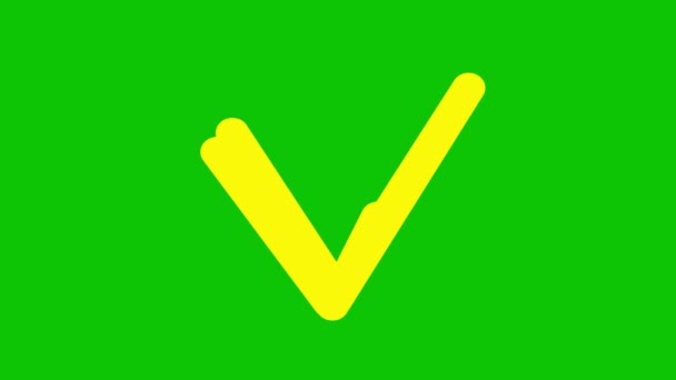Ícone Amarelo Animado Marca Seleção Desenhada Com Marcador Símbolo Desenhado — Vídeo de Stock
