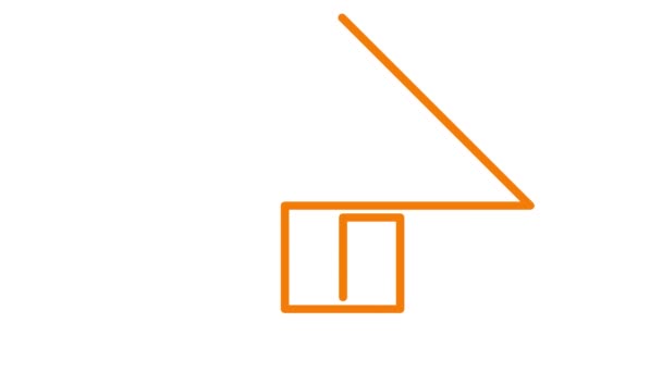 Simbolo Lineare Arancione Animato Casa Gradualmente Tirato Concetto Casa Immobiliare — Video Stock