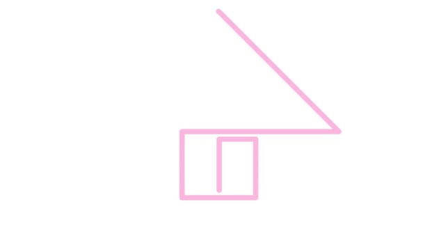 Símbolo Animado Rosado Lineal Casa Dibujado Poco Poco Concepto Vivienda — Vídeos de Stock