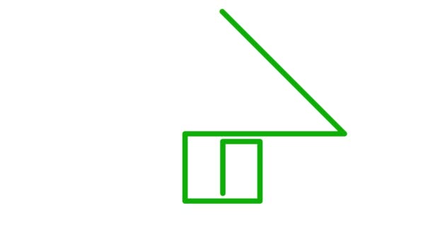 Κινούμενο Πράσινο Γραμμικό Σύμβολο Του Σπιτιού Σχεδιάζεται Σταδιακά Έννοια Του — Αρχείο Βίντεο