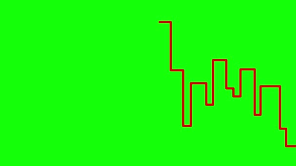 城市生动的红色轮廓被画了出来 直线型城镇循环视频 建筑的概念 在绿色背景上孤立的线形矢量图 — 图库视频影像