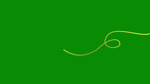 动画黄金带子出现和消失 装饰线与环线 循环视频 在绿色背景上孤立的线性向量图 — 图库视频影像