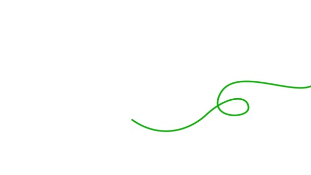 动画绿带出现和消失 装饰线与环线 循环视频 白色背景上孤立的线性向量图 — 图库视频影像