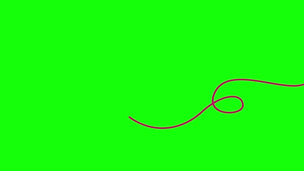 动画洋红带出现和消失 装饰粉红线与环路 循环视频 在绿色背景上孤立的线性向量图 — 图库视频影像
