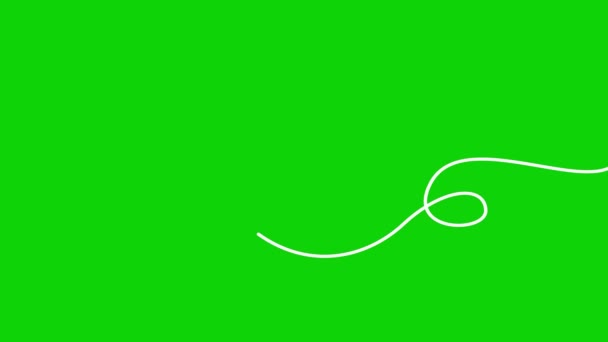 动画白色带子出现和消失 装饰线与环线 循环视频 在绿色背景上孤立的线性向量图 — 图库视频影像