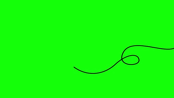 动画黑带出现和消失 装饰线与环线 循环视频 在绿色背景上孤立的线性向量图 — 图库视频影像