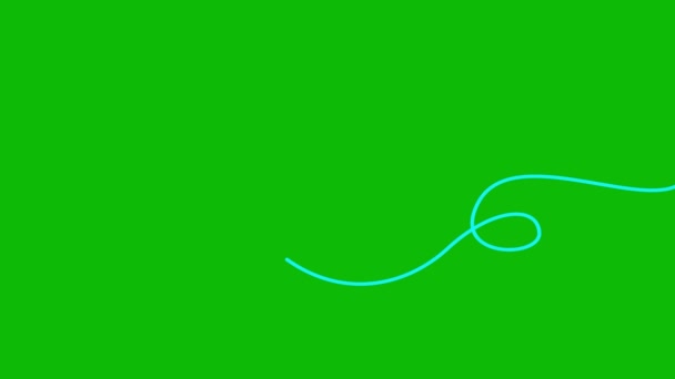 アニメーションブルーテープが現れ消えていく ループとの装飾的なライン ループされたビデオ 緑の背景に隔離された線形ベクトルイラスト — ストック動画