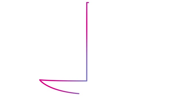 动感的粉色蓝色游艇被画 帆船的线性标志 赛艇的概念 循环视频 白色背景上孤立的线形矢量图 — 图库视频影像