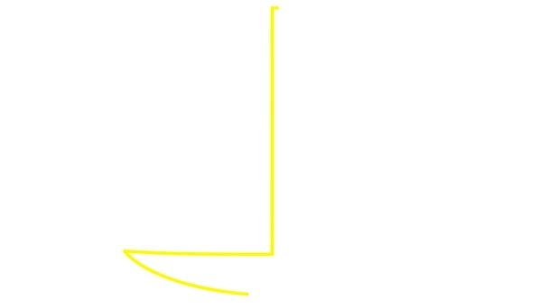 Iate Amarelo Animado Desenhado Símbolo Linear Barco Vela Conceito Viagem — Vídeo de Stock