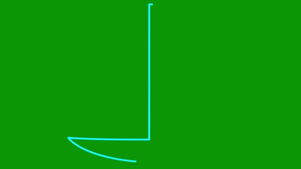 Iate Azul Animado Desenhado Símbolo Linear Barco Vela Conceito Viagem — Vídeo de Stock