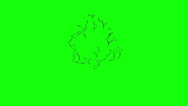 带有叶子的树的动画线形黑色图标 线条符号是逐渐画出来的 有机食品 自然的概念 在绿色背景上孤立的向量图 — 图库视频影像