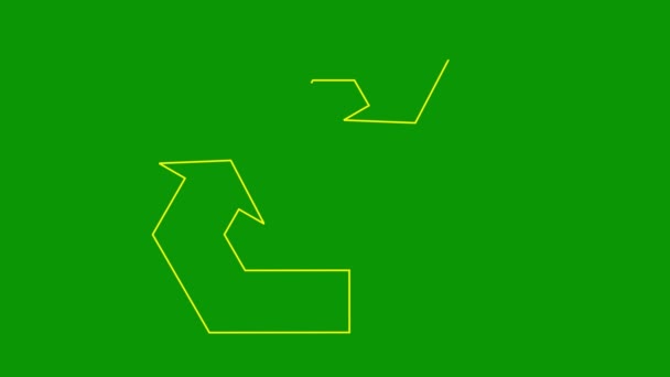 Animated Linear Yellow Ecology Icon Drawn Line Symbol Recycle Concept — Stock Video