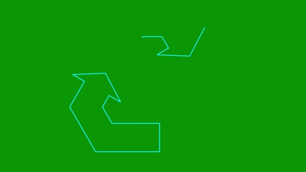 Animated Linear Blue Ecology Icon Drawn Line Symbol Recycle Concept — Stock Video