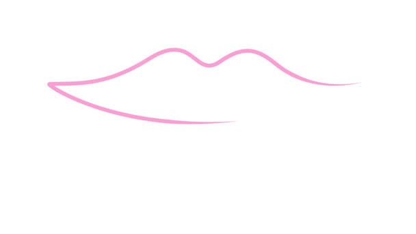Simbolo Labbra Rosa Animato Gradualmente Tirato Icona Lineare Singola Linea — Video Stock