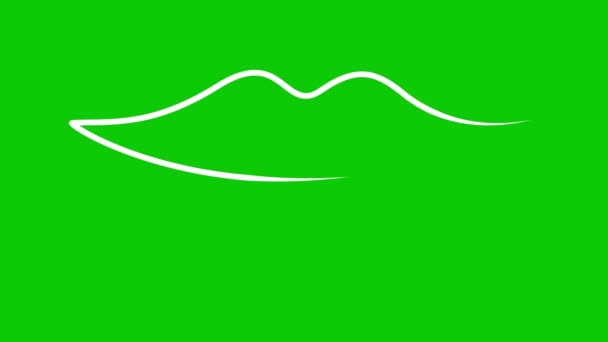 动感的白色唇符号逐渐被画出 直线图标 美容美发的概念循环视频 在绿色背景上孤立的向量图 — 图库视频影像
