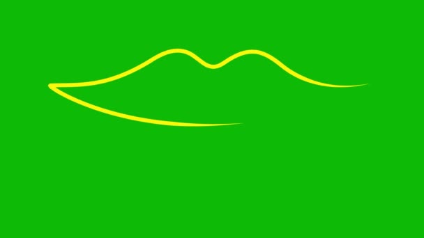 Geanimeerde Gele Lippen Symbool Wordt Geleidelijk Getekend Lineair Pictogram Eén — Stockvideo