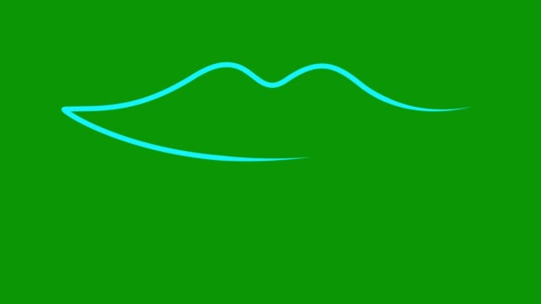 Постепенно Рисуется Анимированный Символ Синих Губ Линейная Икона Одну Линию — стоковое видео