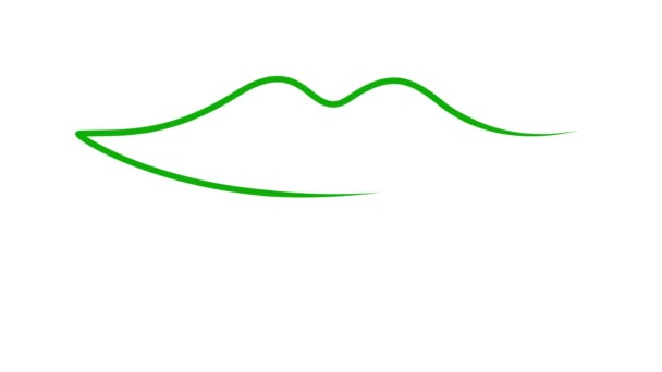 Geanimeerde Groene Lippen Symbool Wordt Geleidelijk Getekend Lineair Pictogram Eén — Stockvideo