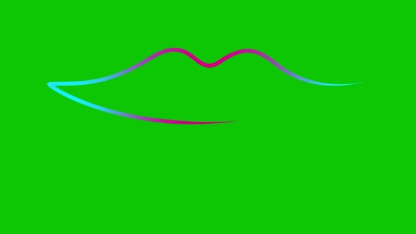 Símbolo Lábios Azuis Rosa Animado Desenha Gradualmente Ícone Linear Linha — Vídeo de Stock
