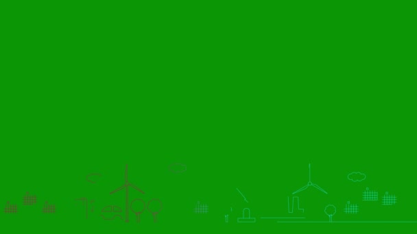 Animowana Liniowa Różowa Niebieska Ikona Miasta Zielonej Energii Symbole Linii — Wideo stockowe
