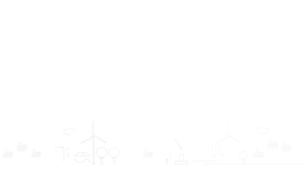 Мультипликационная Линейная Серебряная Икона Города Зеленой Энергии Символы Линии Нарисованы — стоковое видео