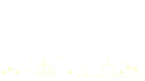 Animated Linear Orange Icon Green Energy City Line Symbols Drawn — Stock Video
