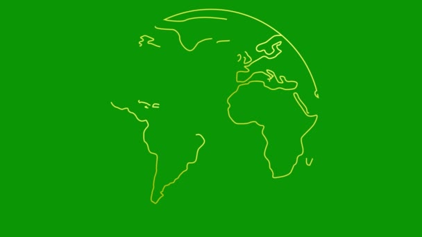 Рисуется Анимированный Линейный Золотой Символ Земной Шар Постепенное Рисование Планеты — стоковое видео