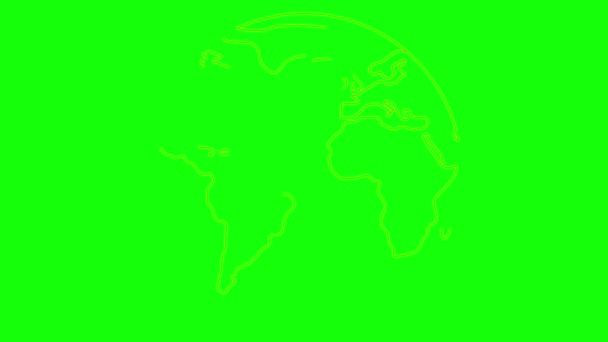 Animado Lineal Globo Símbolo Naranja Dibuja Dibujo Gradual Planeta Tierra — Vídeos de Stock