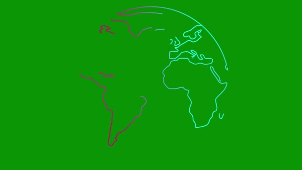 动感的线性粉红蓝色符号球体绘制 渐进式绘制行星地球 互联网 全球化 网络的概念 在绿色背景上孤立的向量图 — 图库视频影像