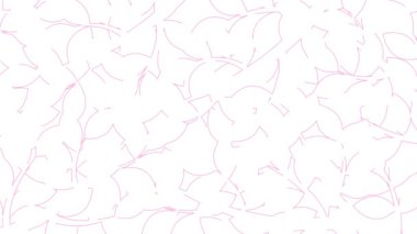 Animasyon doğrusal çiçek arkaplanı. Dal üzerindeki pembe çizgiler yavaş yavaş çizilir. Bahçıvanlık, ekoloji, doğa kavramı. Vektör illüstrasyonu beyaz arkaplanda izole edildi.