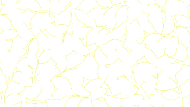 Fundo Floral Linear Animado Folhas Amarelas Linha Ramo Desenham Gradualmente — Vídeo de Stock