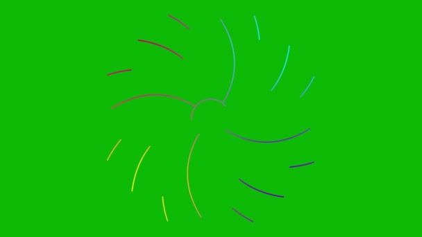 生动多彩的线形花朵是逐渐画出来的 莲花的线形符号 美的概念 在绿色背景上孤立的向量图 — 图库视频影像