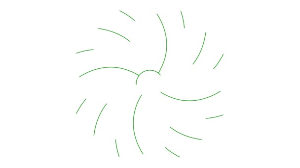 动感的绿色线形花朵是逐渐画出来的 莲花的线形符号 美的概念 在白色背景上孤立的向量图 — 图库视频影像