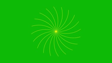 Animasyon sarı doğrusal çiçek yavaş yavaş çizilir. Lotus çiçeğinin çizgi sembolü. Bahar kavramı, yoga, meditasyon, doğa, yaz, güzellik, bahçe işleri. Döngülü video. Vektör illüstrasyonu yeşil arkaplanda izole edildi.