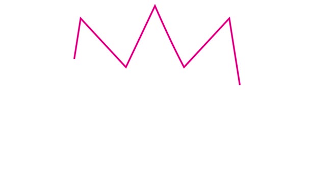 クラウンのアニメ化されたマゼンタ線形シンボルが徐々に描かれます プレミアム ラグジュアリー 帝国の概念 ループされたビデオ 白い背景に隔離されたベクトルピンクのイラスト — ストック動画