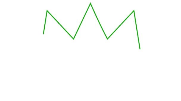 クラウンのアニメーションされた緑の線形シンボルが徐々に描かれます プレミアム ラグジュアリー 帝国の概念 ループされたビデオ 白い背景に隔離されたベクトルイラスト — ストック動画