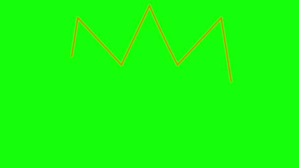 クラウンのアニメーションされたオレンジ色の線形シンボルが徐々に描かれます プレミアム ラグジュアリー 帝国の概念 ループされたビデオ 緑色の背景に分離されたベクトルイラスト — ストック動画