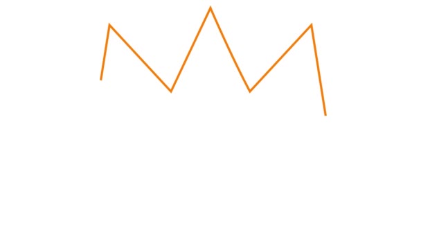 クラウンのアニメーションされたオレンジ色の線形シンボルが徐々に描かれます プレミアム ラグジュアリー 帝国の概念 ループされたビデオ 白い背景に隔離されたベクトルイラスト — ストック動画