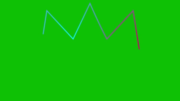 动画粉色蓝色线形的皇冠符号逐渐绘制出来 皇家的概念 循环视频 在绿色背景上孤立的向量图 — 图库视频影像