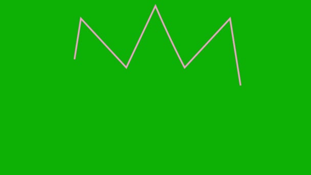 クラウンのアニメーションされたピンクの線形シンボルが徐々に描かれます プレミアム ラグジュアリー 帝国の概念 ループされたビデオ 緑色の背景に分離されたベクトルイラスト — ストック動画