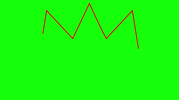 クラウンのアニメーションされた赤い線形シンボルが徐々に描かれます プレミアム ラグジュアリー 帝国の概念 ループされたビデオ 緑色の背景に分離されたベクトルイラスト — ストック動画